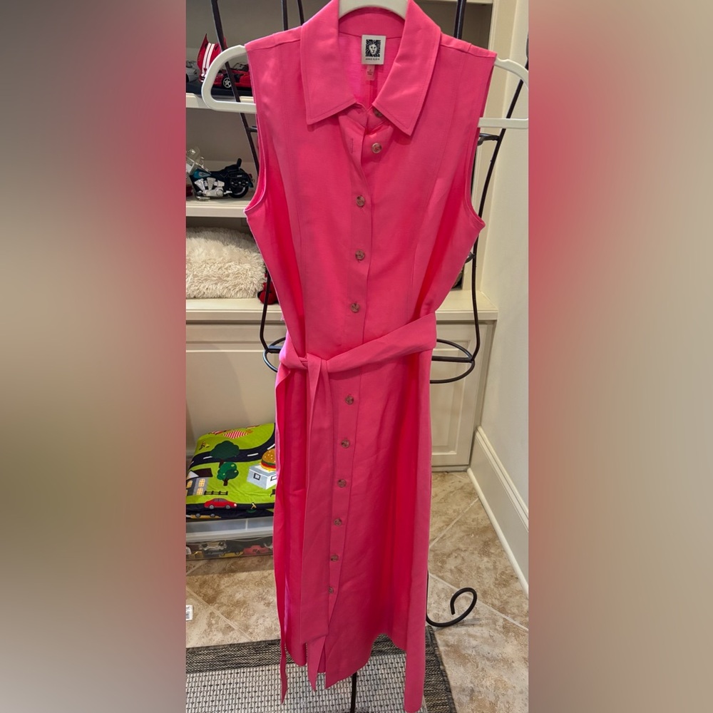 Anne Klein Fuchsia Sleeveless Midi Dress